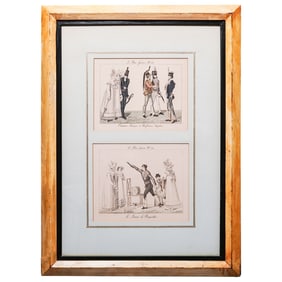 French Le Bon Genre No. 82 & 92 Colored Engravings