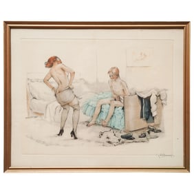 Gaston Hoffmann (1883 – 1977) Hand Colored Erotic Etching