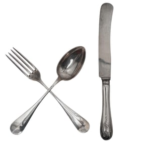 Antique 800 Silver Flatware Set in Case