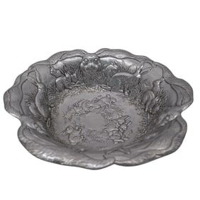 Arthur Court Aluminum Rabbits Serving Bowl