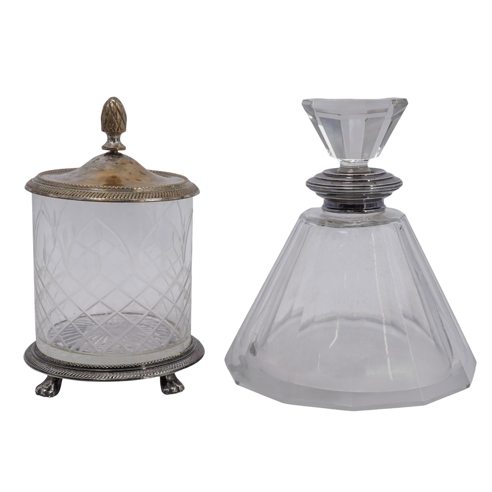 (2pc) Antique Crystal and Silver-Plated Vessels (1 of 7)