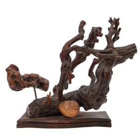 Driftwood Art Corkscrew & Wine Bottle Holder