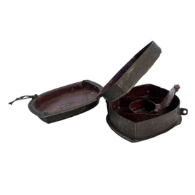 Antique Indian Brass Six-Compartment Betel Nut Box