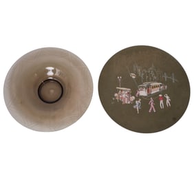 (2 pc) Vintage Flintwood San Fransisco Glass Bowl and Tray