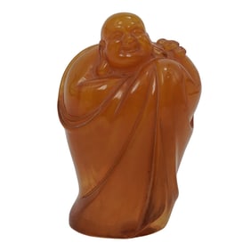 Chinese Amber Resin Robed Buddha