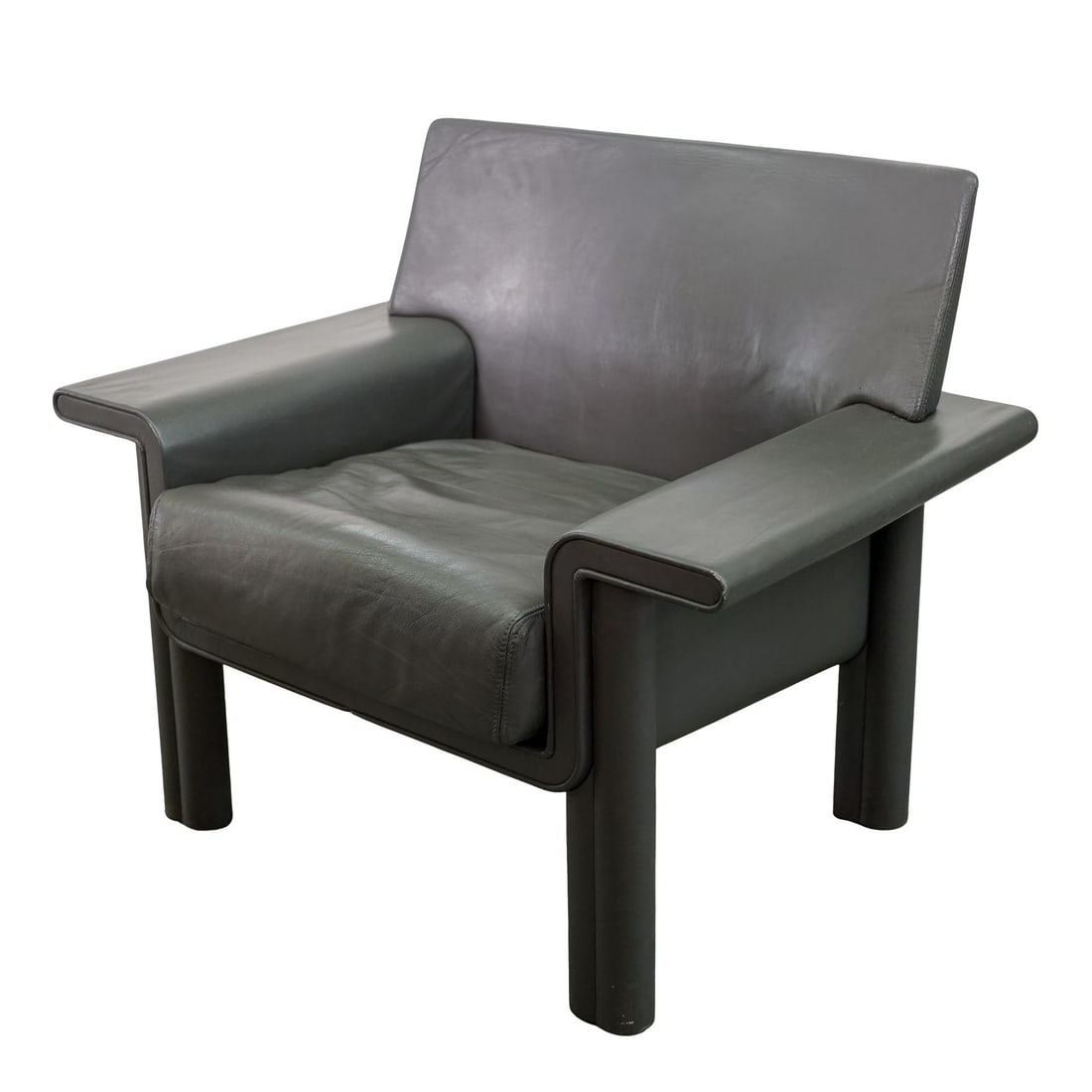 Tobia Scarpa For Meritalia Lounge Chair: Tobia Scarpa For Meritalia Lounge Chair1970s, ItalyTobia Scarpa for Meritalia gray lounge arm chair.Marked on bottom of cushion with repeating "Meritalia" logo. Marked on bottom with Meritalia label.H