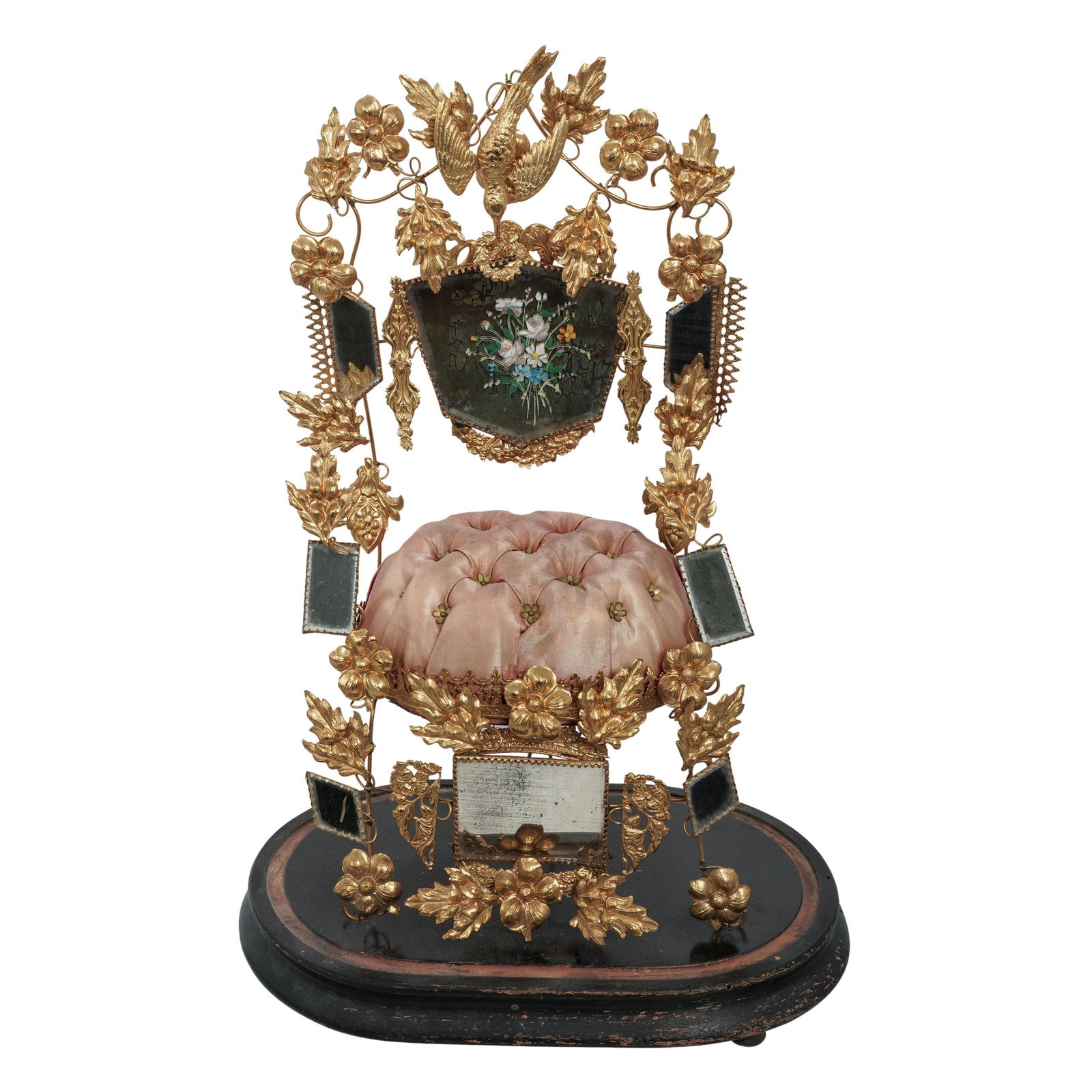 Victorian French Marriage Dome: Victorian French Marriage Dome Late 19th century, French A 19th century French "globe de maree" or marriage dome, used traditionally to display wedding souvenirs. The birds represent fidelity and