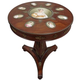 Antique French Napoleonic Porcelain Mounted Center Table