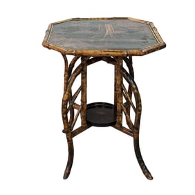 Antique English Chinoiserie Bamboo Side Table
