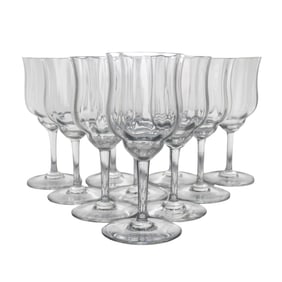 (10 Pc) Baccarat "Capri Optic" Crystal Wine Glasses