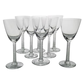 (8 Pc) Lalique "Phalsbourg" Bordeaux Crystal Wine Glasses