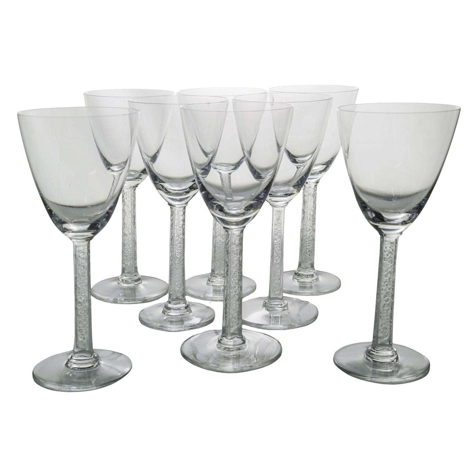 (8 Pc) Lalique "Phalsbourg" Bordeaux Crystal Wine Glasses (1 of 5)