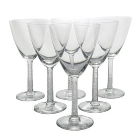 (6 Pc) Lalique "Phalsbourg" Crystal Wine Glasses