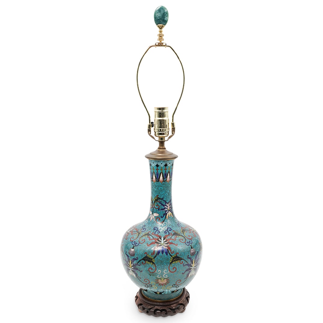 Chinese Cloisonne Bottleneck Converted Vase Lamp (1 of 8)