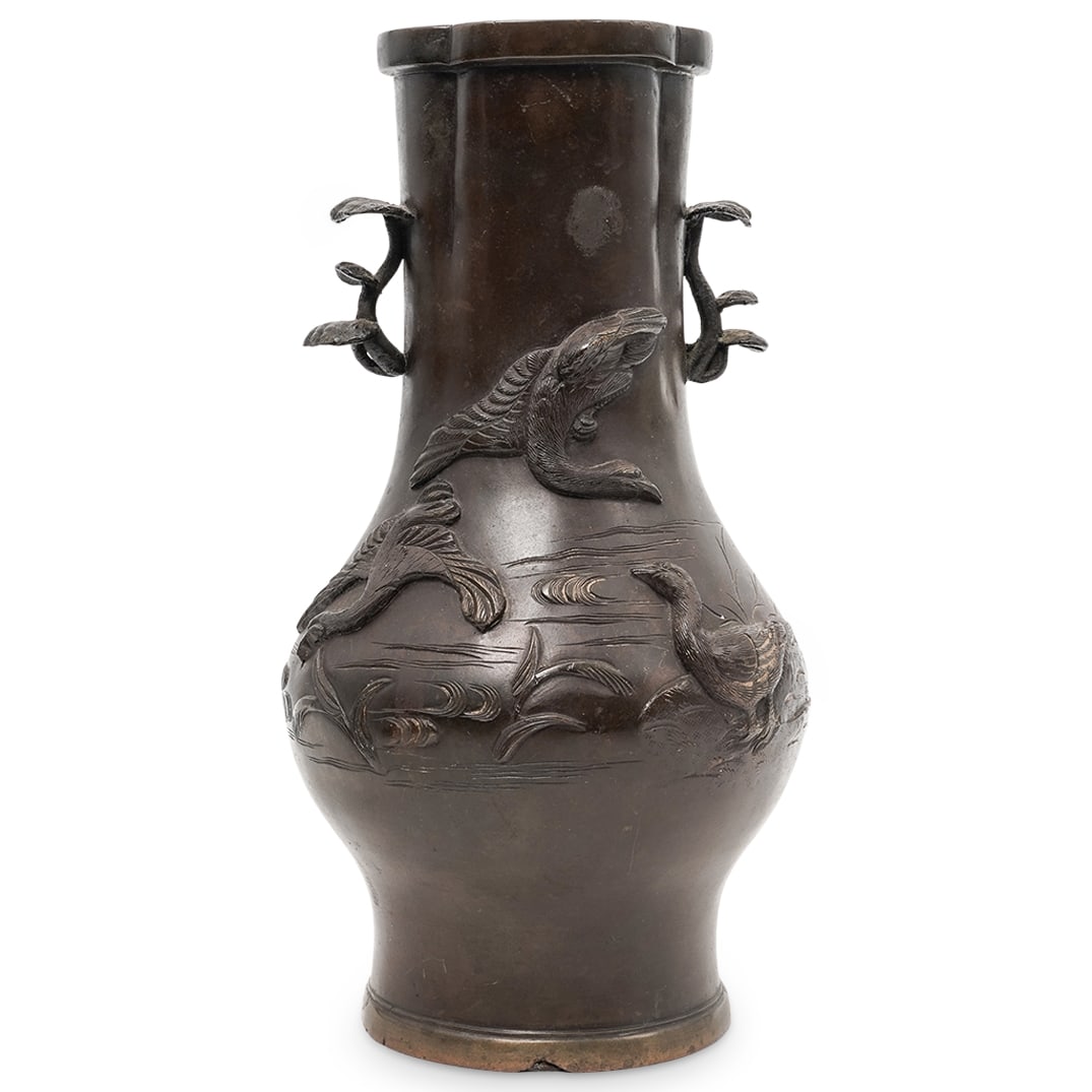 Antique Japanese Bronze Figural Vase (1 of 8)