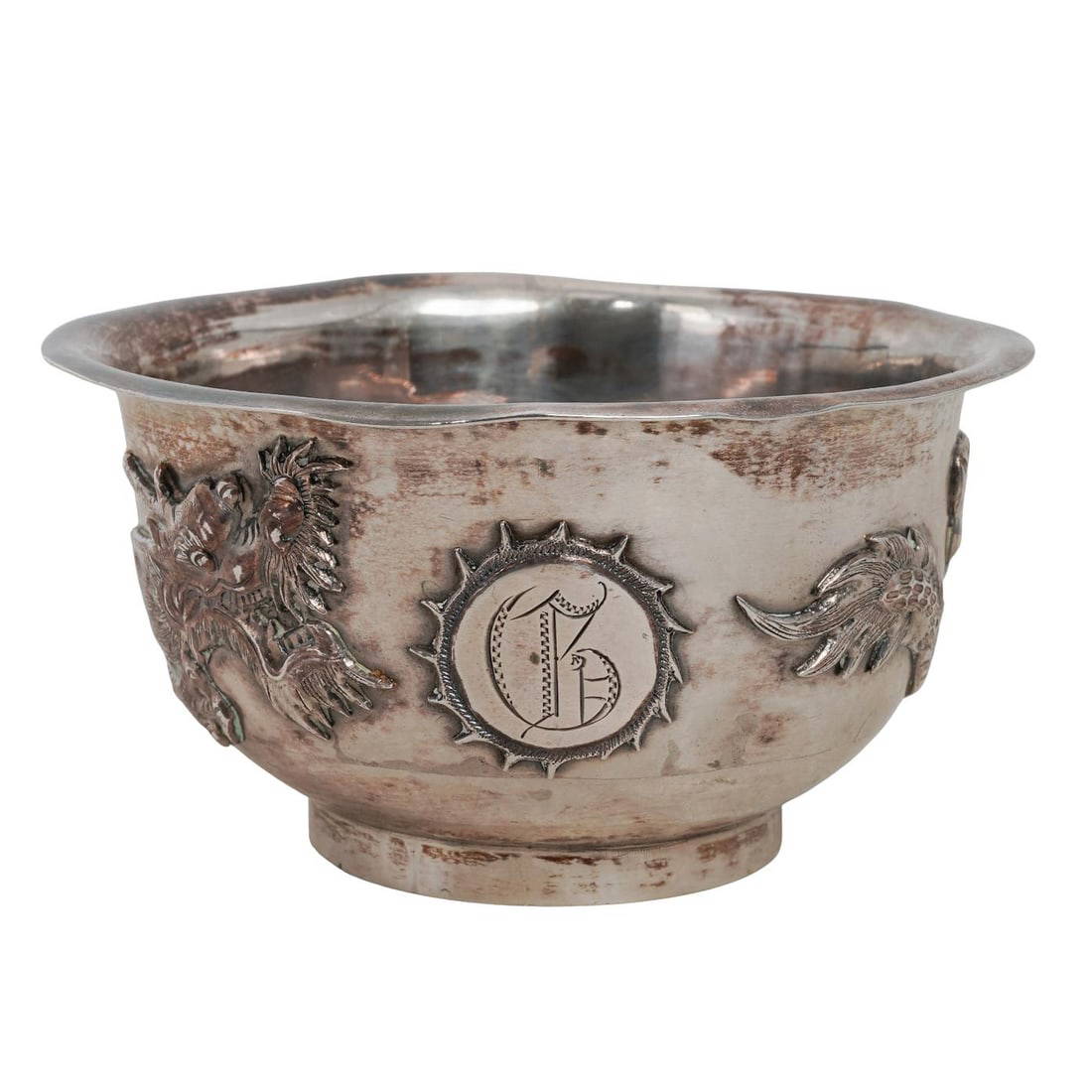 Chinese Silver Dragon Bowl