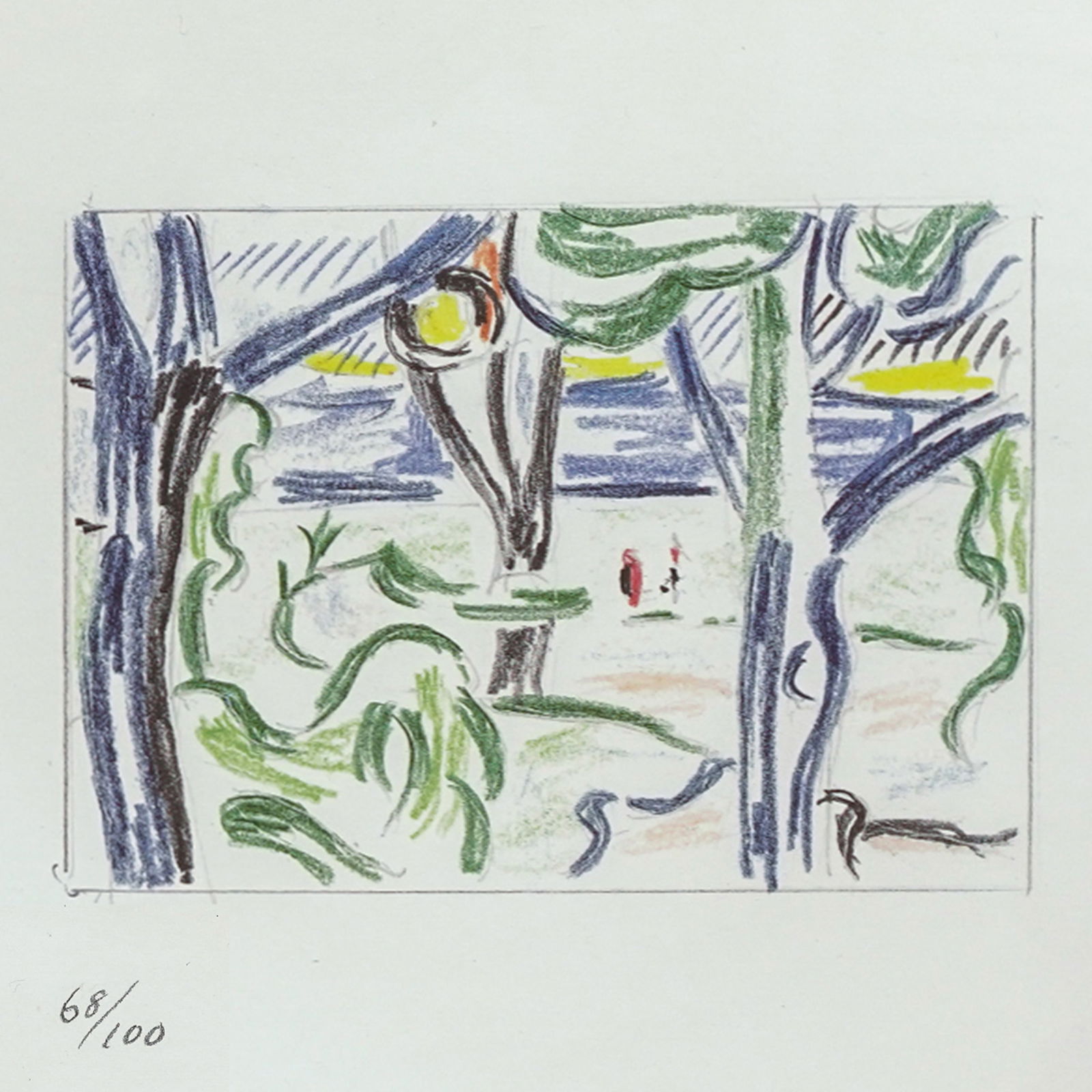 Roy Lichtenstein (American, 1923-1997) LE Landscape Lithograph: Roy Lichtenstein (American, 1923-1997) LE Landscape LithographLate 20th c., USALithograph on paper from Roy Lichtenstein's "Landscape Sketches" series. It is pencil numbered 68/100 in the lower left c