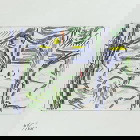 Roy Lichtenstein (American, 1923-1997) LE Landscape Lithograph: Roy Lichtenstein (American, 1923-1997) LE Landscape LithographLate 20th c., USALithograph on paper from Roy Lichtenstein's "Landscape Sketches" series. It is pencil numbered 68/100 in the lower left c