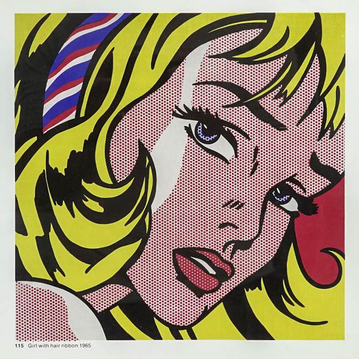 Roy Lichtenstein "Girl with Hair Ribbon" Screenprint: Roy Lichtenstein "Girl with Hair Ribbon" Screenprint1965, USARoy Lichtenstein "Girl with Hair Ribbon" Print of the famous Pop Art painting from 1965. The original artwork was purchased by the Museum o