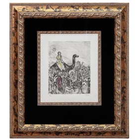 Marc Chagall (Russian,1887-1985) "Jacob's Departure from Egypt" Hand Colored Etching