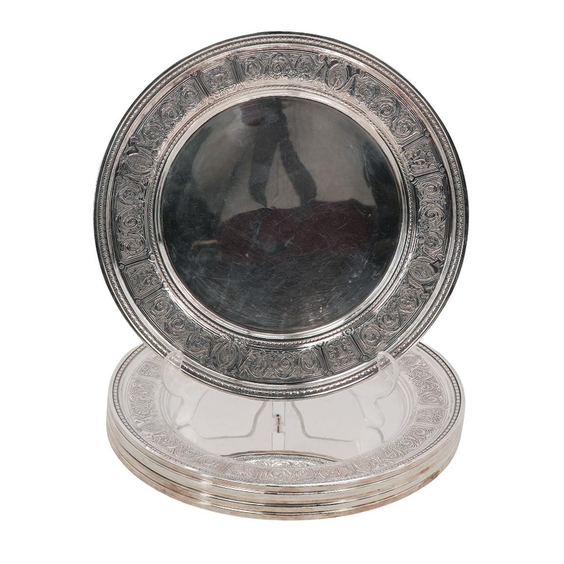 (6pc) International "Wedgwood" Sterling Silver Service Plates (1 of 5)