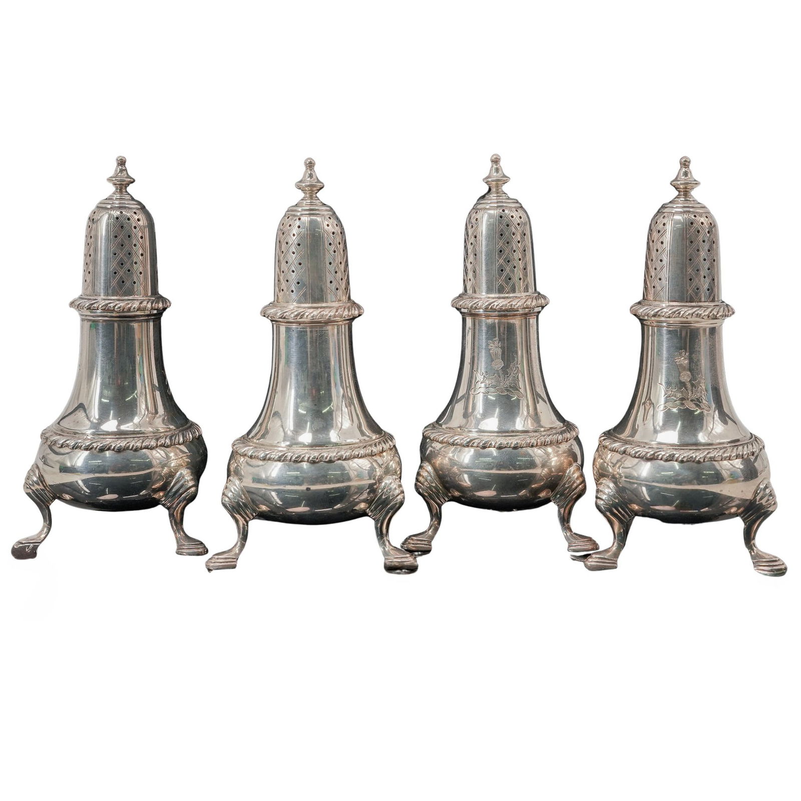 (4pc) Black Starr & Gorham Sterling Silver Casters (1 of 3)