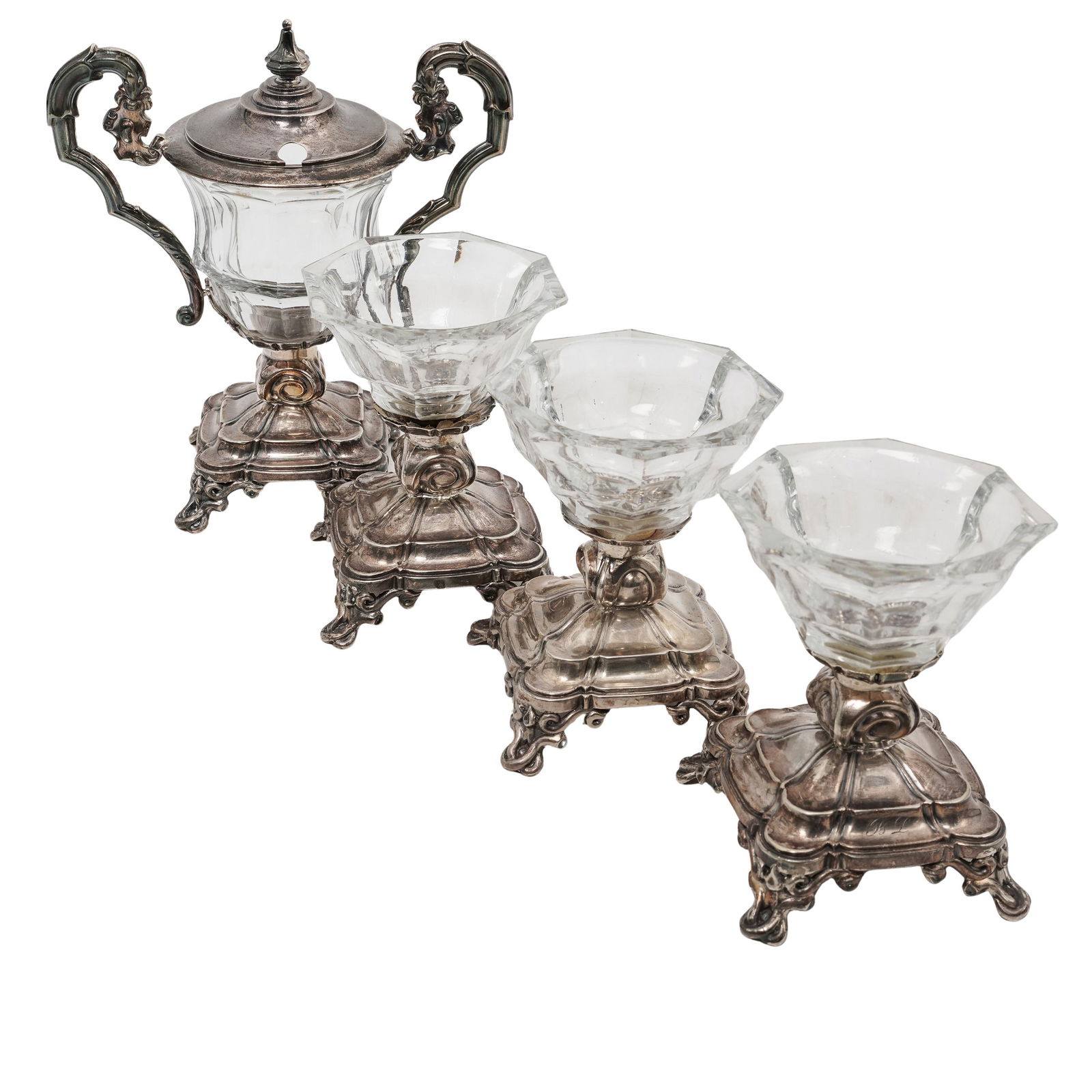 (4pc) Debain Sterling Silver & Crystal Condiment Set (1 of 12)