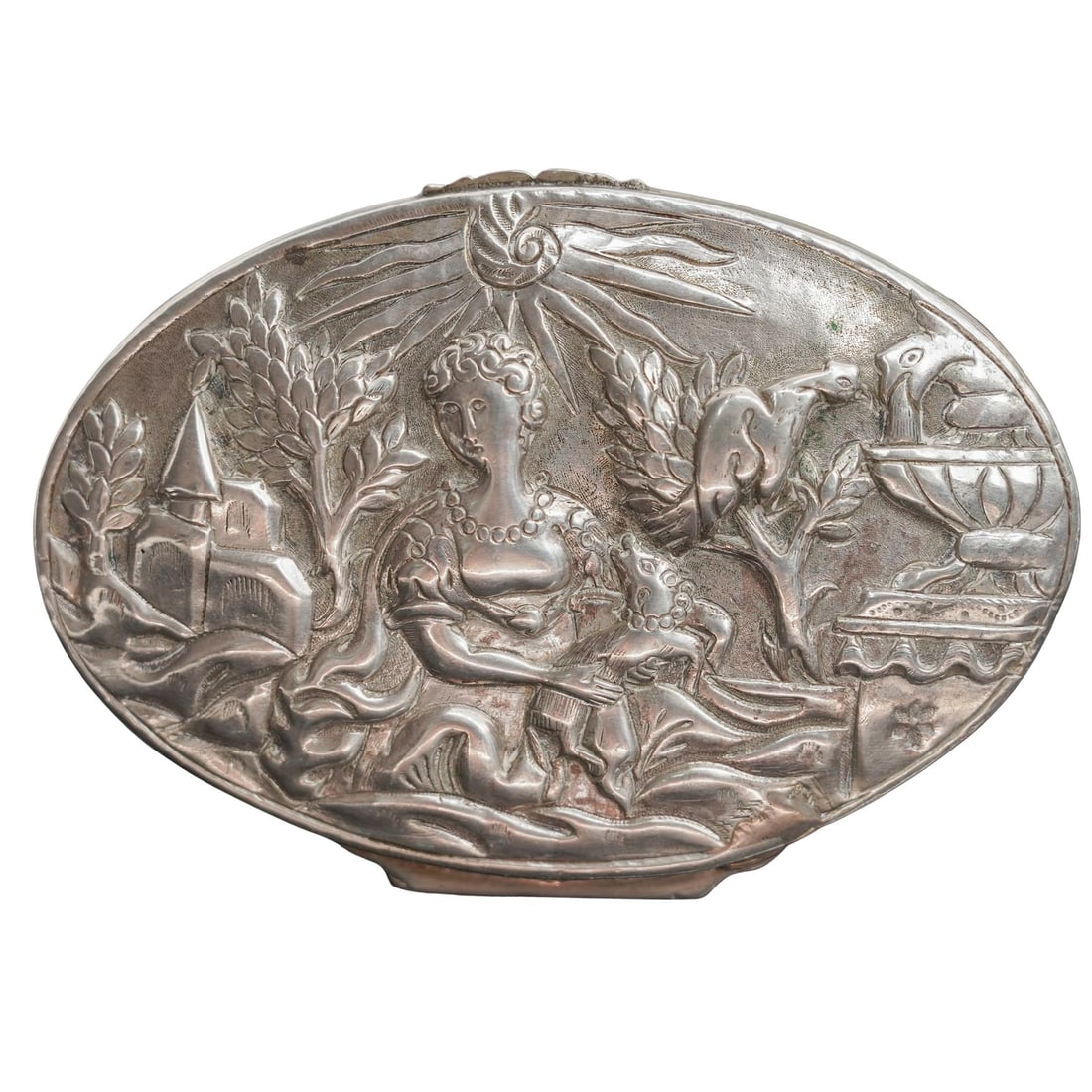 Art Nouveau Oval Silver Snuff Box (1 of 3)