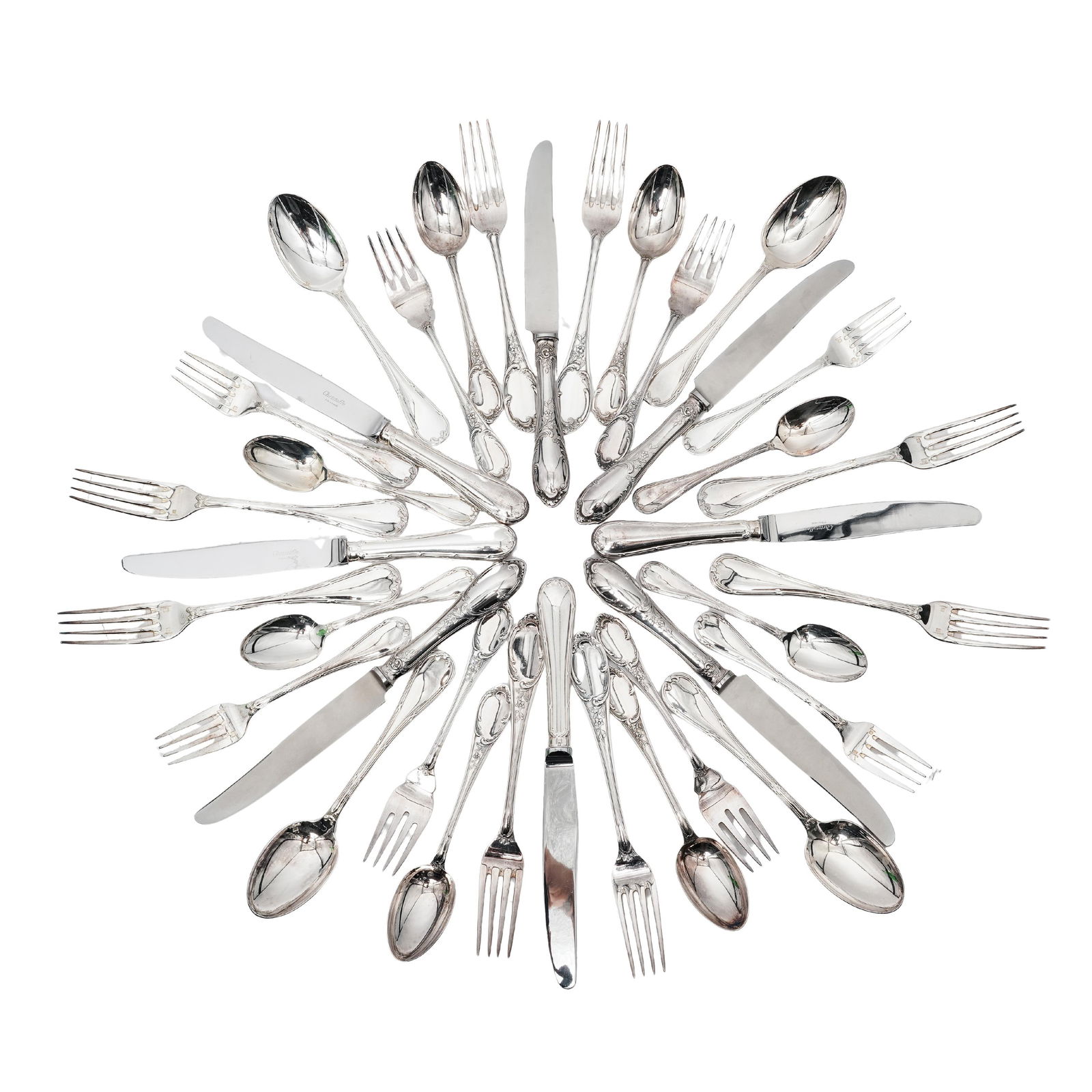 (20pc) Christofle "Perles" Silver Plated Cutlery Set (1 of 10)
