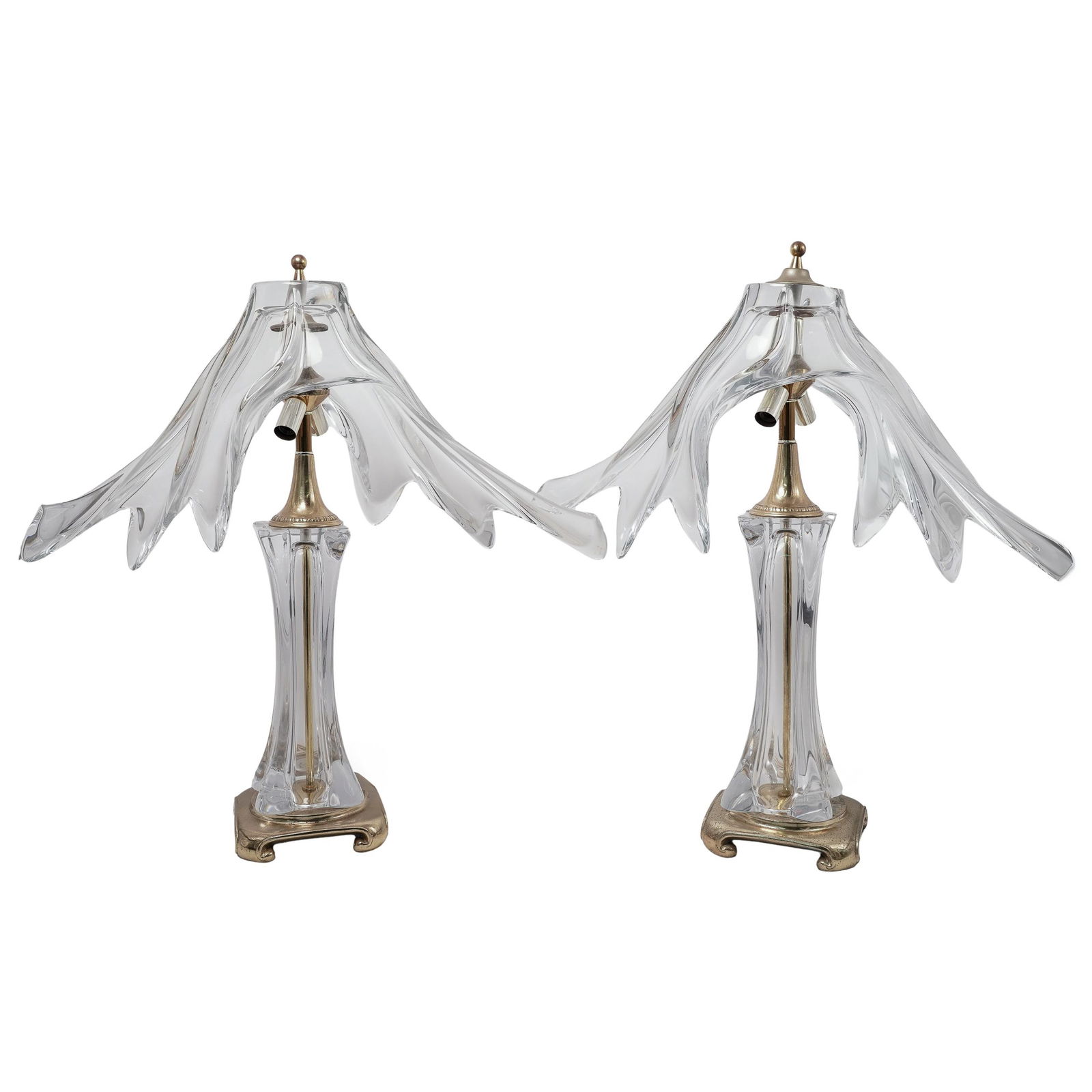 Pair Cofrac Art Verrier Crystal and Brass Table Lamps (1 of 6)