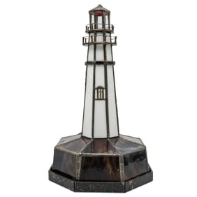 Tiffany Style Stained Glass Lighthouse Table Lamp