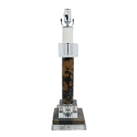 MCM Exotic Natural Stone & Cut Glass Table Lamp
