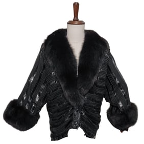 Hettabretz for Maus & Hoffman Black Eel and Fur Trimmed Jacket