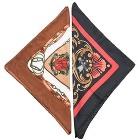 (2pc) Hermes "Dieu et Mon Droit" & "Cheval Turc." Scarves