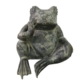 Cast Metal Frog Garden Sculpture