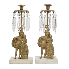 Pair of Victorian French Gilt Bronze Figural Girandoles