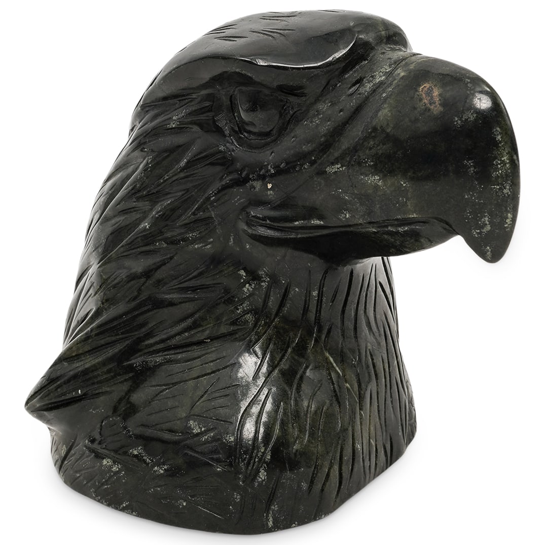 Spinach Jade Hand Carved Eagle Head Sculpture (1 of 6)