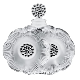 Lalique "Deux Fleurs" Frosted Crystal Perfume Bottle
