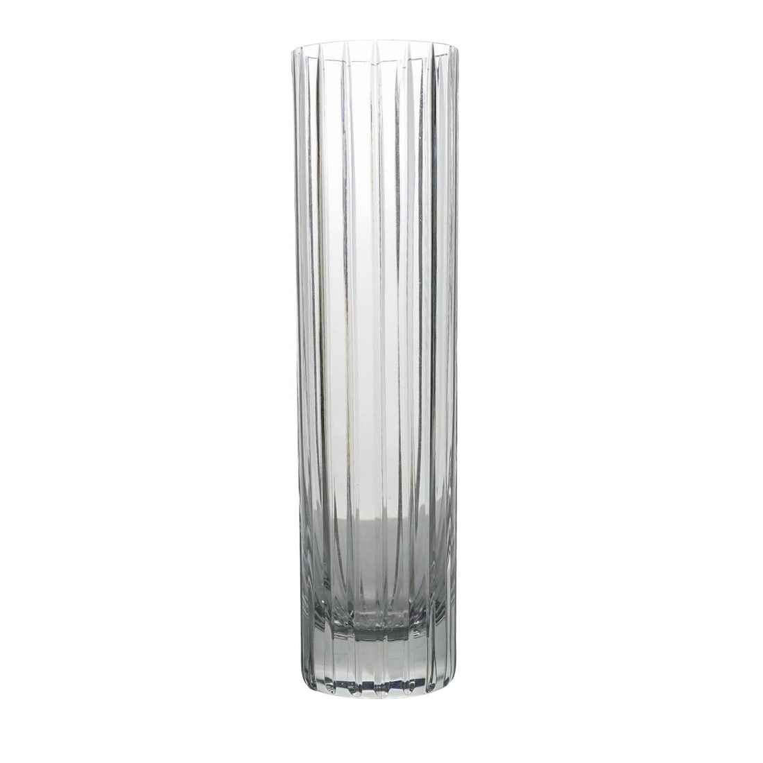 Baccarat Harmonie Cut Crystal Vase: Baccarat Harmonie Cut Crystal Vase Lat-20th century, French Baccarat Harmonie Cut Crystal Cylinder Vase known for its elegant, cylindrical shape and distinctive, vertically cut lines. Signed with
