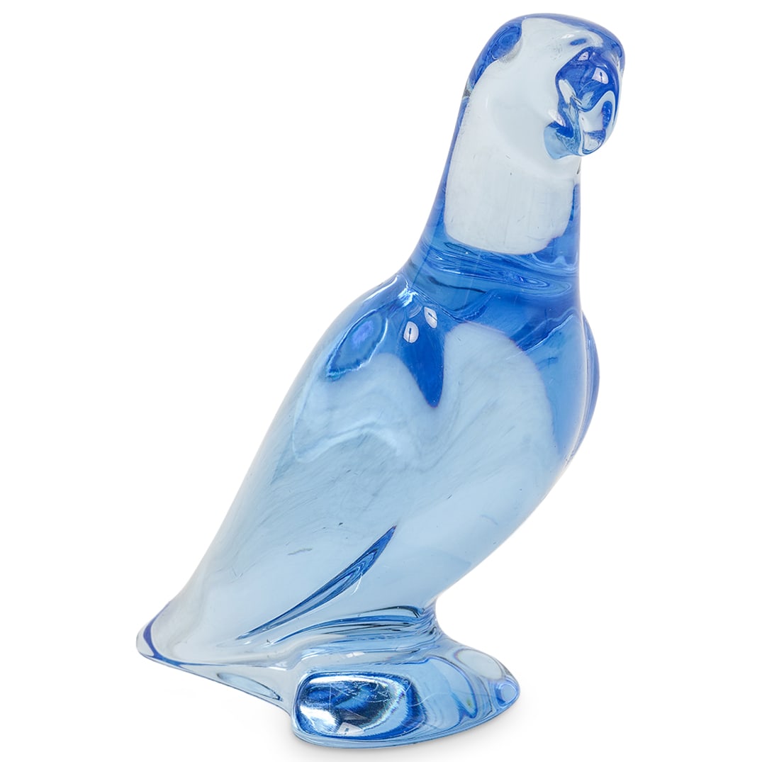 Baccarat Cobalt Blue Crystal Parrot Figurine: Baccarat Cobalt Blue Crystal Parrot Figurine20th century, FranceBaccarat Cobalt Blue Crystal Parrot Figurine.It is a finely crafted, heavy crystal paperweight modeled as a parrot. Marked with an acid-