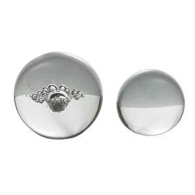 (2 Pc) Daum Clear Art Glass Large Paperweights