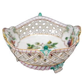 19th Cent. Meissen Porcelain Reticulated Fruit Basket