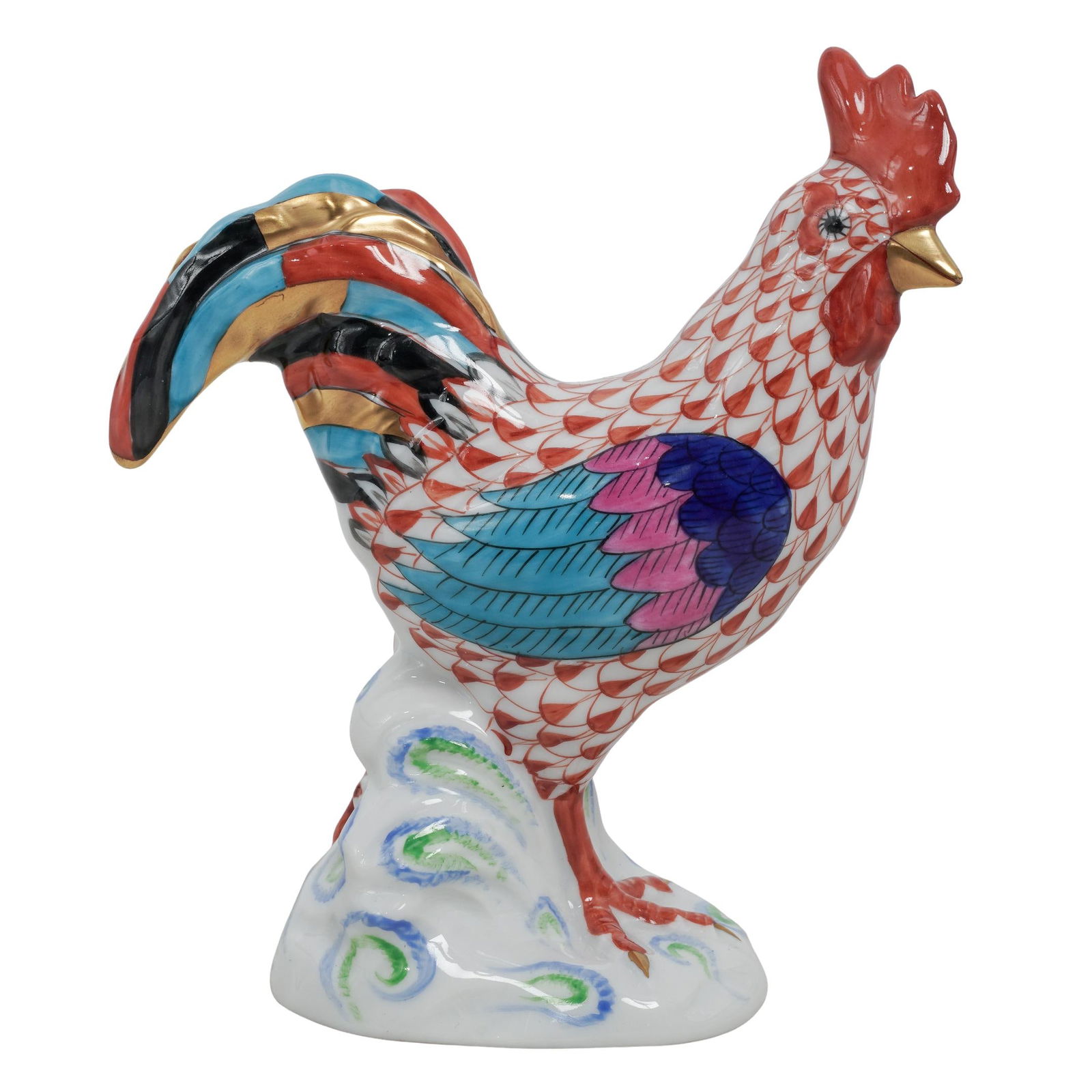 Herend Fishnet "Cocky Rooster" Porcelain Figurine (1 of 5)