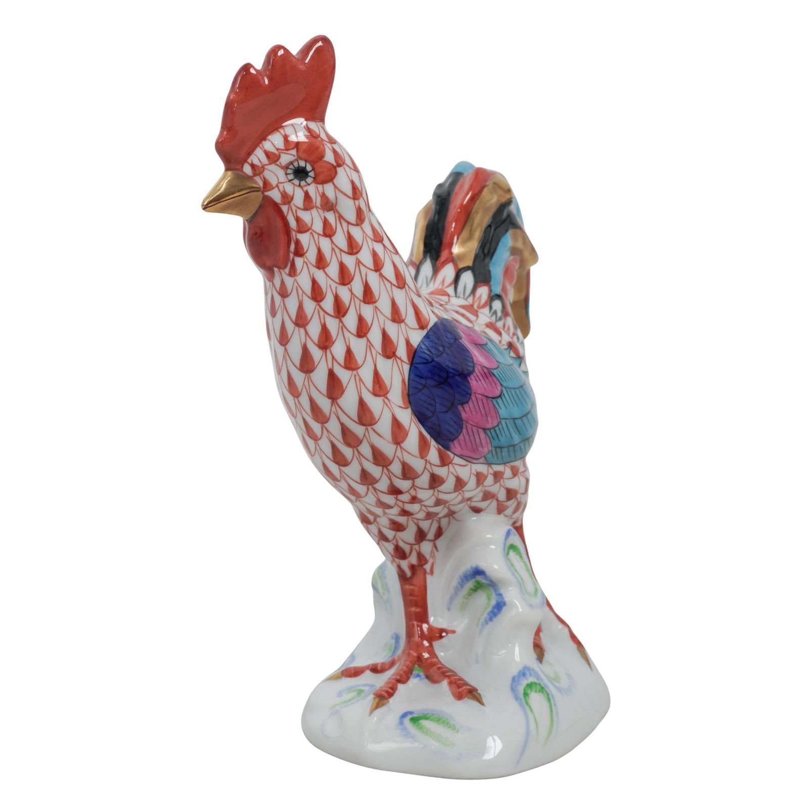 Herend Fishnet "Cocky Rooster" Porcelain Figurine - 2