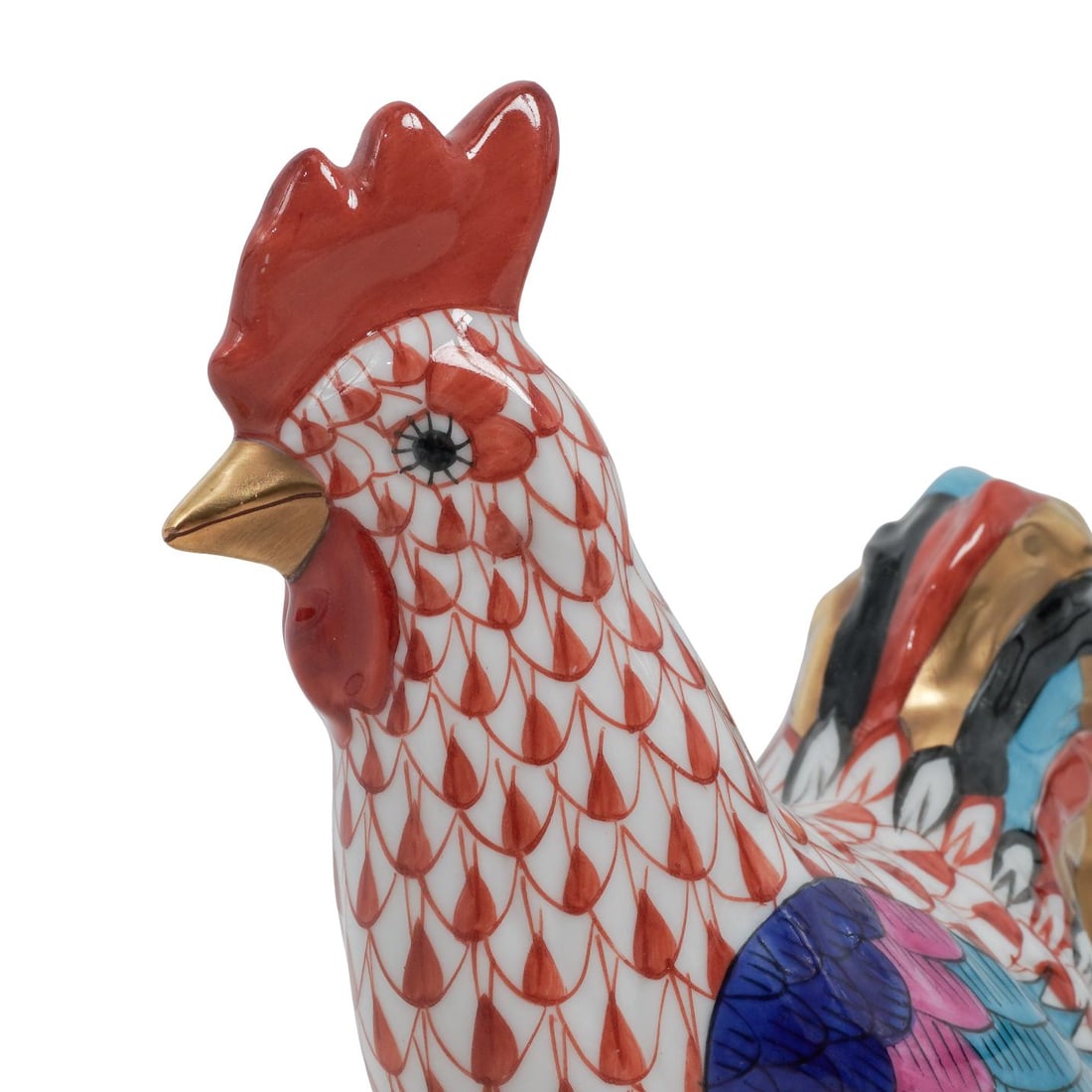 Herend Fishnet "Cocky Rooster" Porcelain Figurine - 3