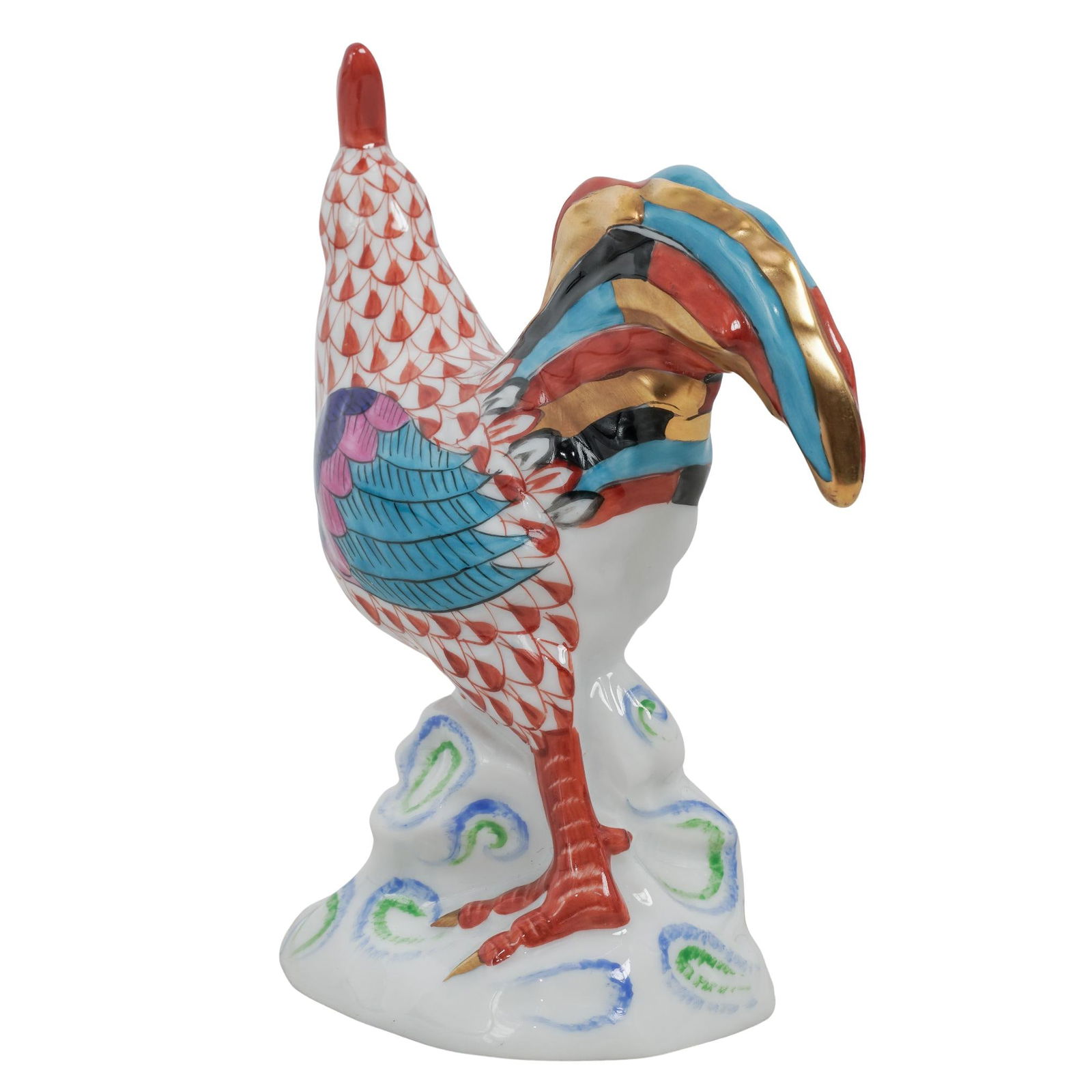 Herend Fishnet "Cocky Rooster" Porcelain Figurine - 4