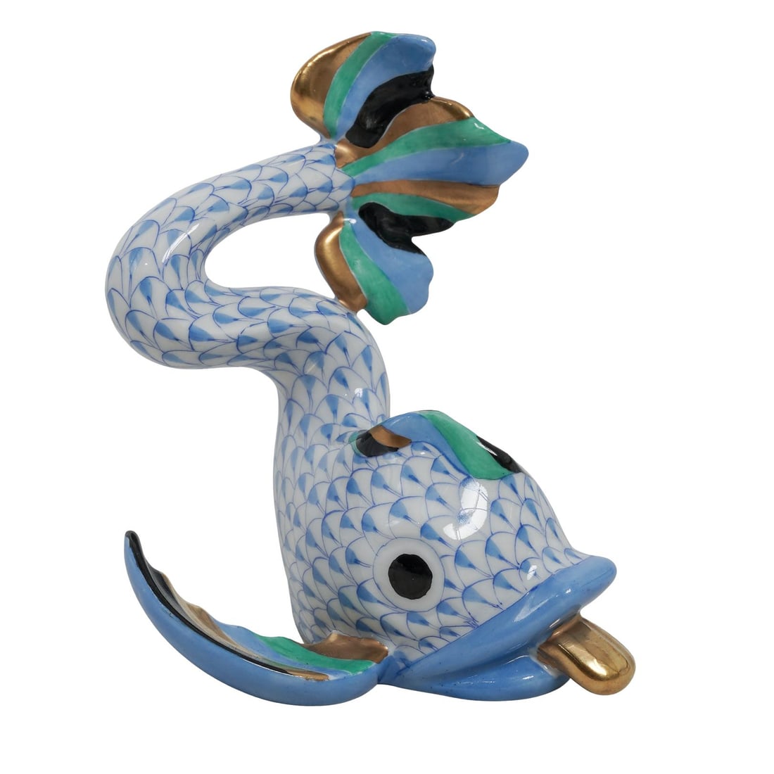 Herend Blue Fishnet "Dolphin" Porcelain Figurine (1 of 6)