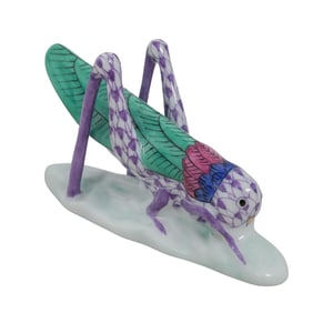 Herend Porcelain "Grasshopper" Purple Fishnet Figurine
