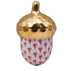 Herend "Raspberry Fishnet" Acorn Porcelain Figurine