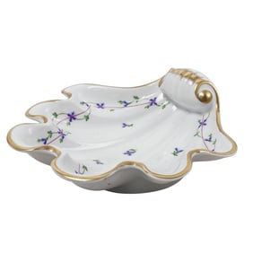 Herend Blue Garland Porcelain Shell-Shaped Dish